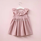 2017 Summer baby Girls Deep V-neck Pleated Halter Dress Bow Lotus Leaf children Princess dress Kids Clothes C2283