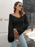 vlovelaw  V-neck Bell Sleeve Crop Sweater