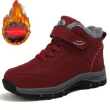 Men's Comfort Winter Hiking Boots - Thermal Plush Lining, Windproof & Durable TPR Sole, Hook and Loop Closure, Ankle Support