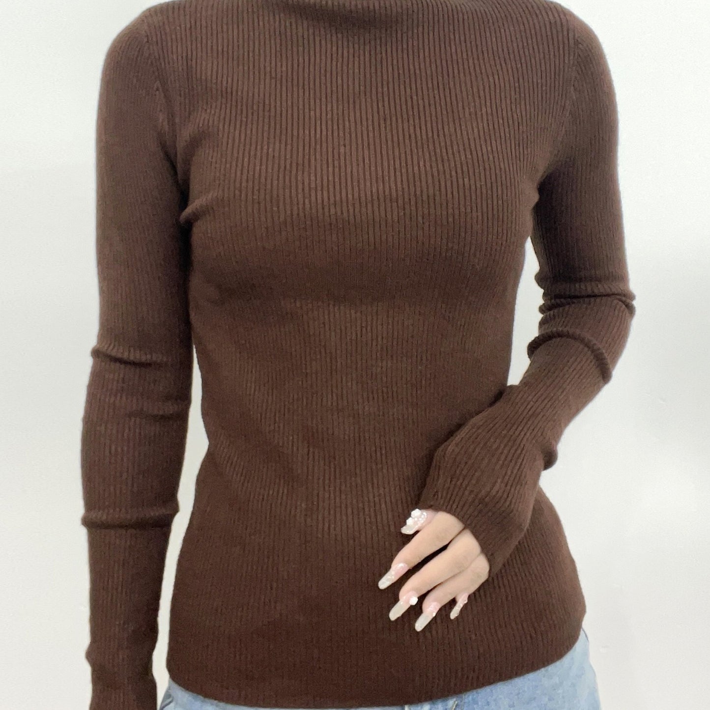 vlovelaw  Women's Sweater Turtleneck Solid Ribbed Long Sleeve Slim Pullover Knit Tops