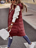 vlovelaw Hooded Sleeveless Coat, Casual Long Length Versatile Winter Warm Outerwear, Women's Clothing