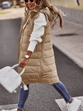 vlovelaw Hooded Sleeveless Coat, Casual Long Length Versatile Winter Warm Outerwear, Women's Clothing