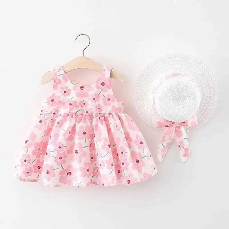 Girl's Dresses Summer Newborn Baby Clothes Infant Girl Cute Print Sleeveless Cotton Beach Princess R230612