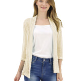 vlovelaw V-neck Mesh Slim Cardigans, Boho Casual 3/4 Sleeve Crochet Crop Cardigan, Women's Clothing