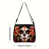 Trendy Skull Print Crossbody Bag - Stylish Casual Design with Secure Phone & Wallet Compartments - Perfect for Fashion-Conscious Travelers