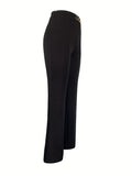 Solid Flare Leg Pants, Casual High Waist Pants For Spring & Fall, Women's Clothing