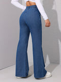 vlovelaw  High Waist Washed Baggy Jeans, Loose Fit Slant Pockets Wide Legs Jeans, Women's Denim Jeans & Clothing