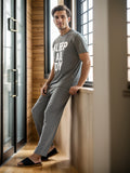 Men's 2 Pcs Comfy And Leisure Loungewear Suit - Simple Letter Printed Short-sleeved T-shirt & Trousers