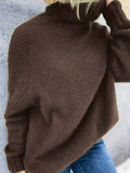 Solid Turtle Neck Loose Pullover Sweater, Casual Long Sleeve Raglan Shoulder Sweater, Women's Clothing