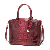 Chic Gradient Crocodile Pattern Tote & Crossbody Bag – Women’s Vintage Satchel with Secure Zip & Polyester Lining