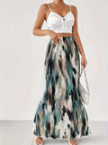 vlovelaw  Tie Dye High Waist Bodycon Skirt, Elegant Mermaid Hem Textured Maxi Skirt, Women's Clothing