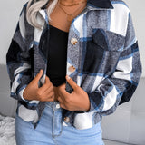 vlovelaw  Plaid Retro Long Sleeve Shirt, Button Up Casual Top For Winter & Fall, Women's Clothing