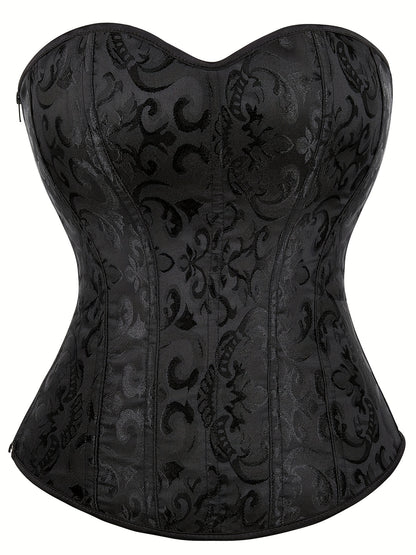 Flattering Strapless Corset Bustier - Tummy Control, Adjustable Lace-Up, Jacquard Textured Body Shaper for Lingerie & Special Occasions