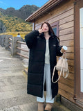 Women's Casual Long Puffer Coat - Mid-Length, Solid Color with Hood, Polyester, Machine Washable