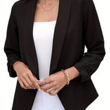 vlovelaw  Shawl Collar Open Front Blazer, Casual 3/4 Sleeve Blazer For Office & Work, Women's Clothing