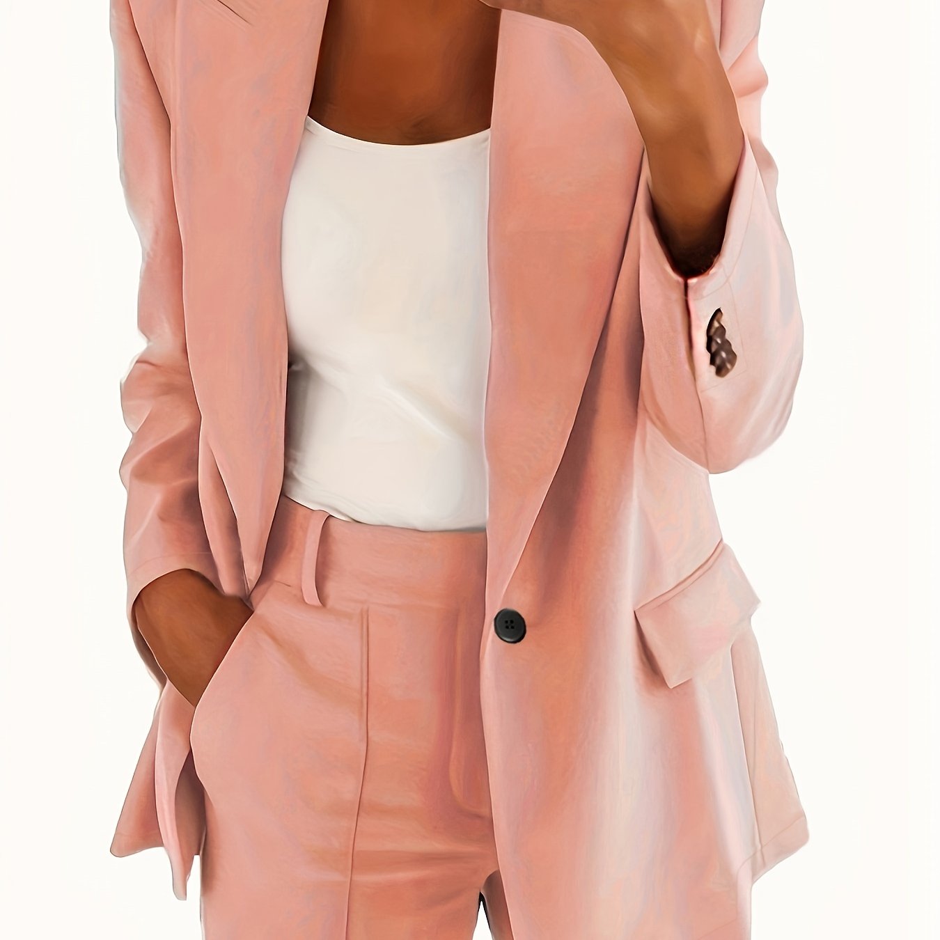 vlovelaw  Solid Lapel Pocket Blazer, Elegant Long Sleeve Blazer For Spring & Fall, Women's Clothing