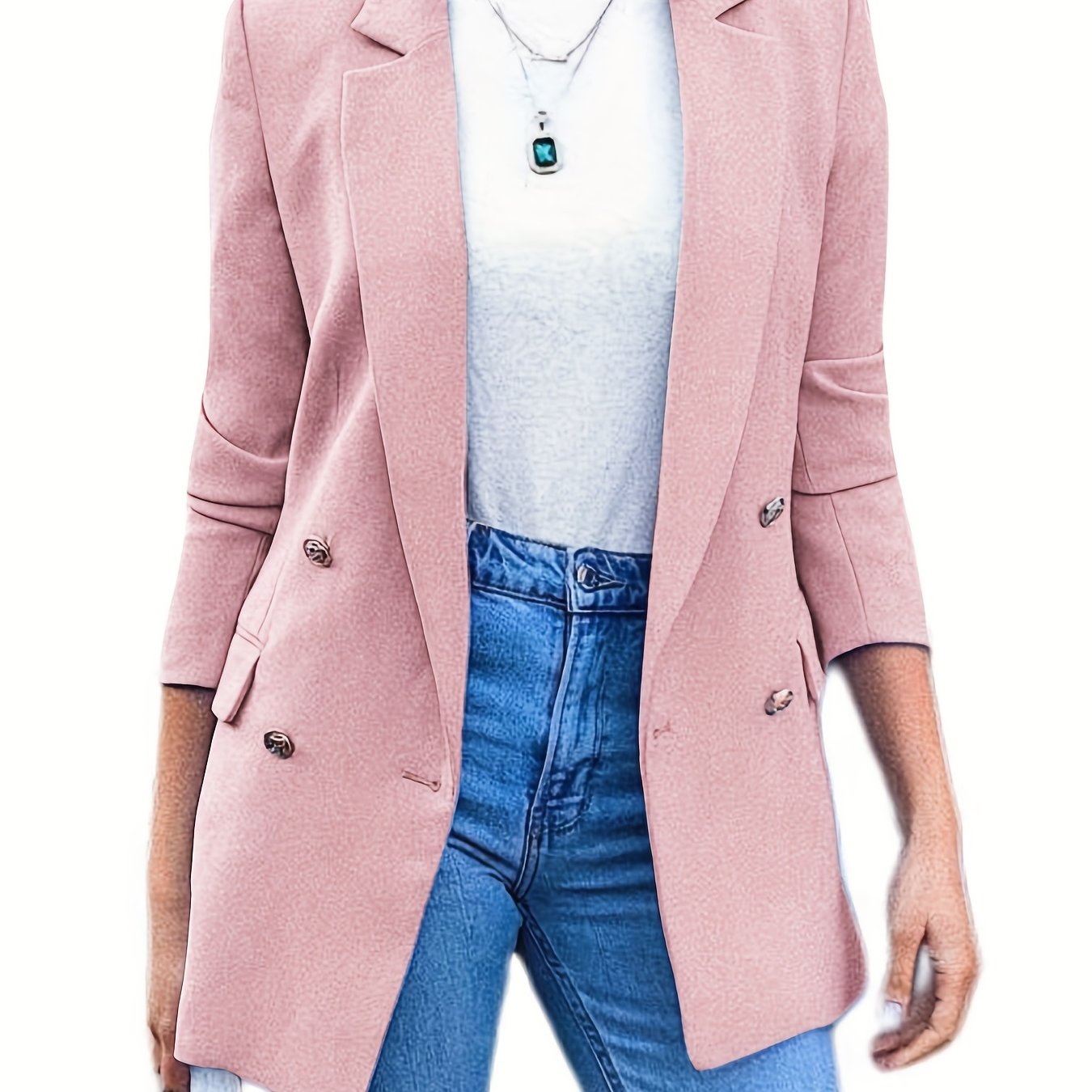 Women's Outerwear Double Breasted Blazer Long Sleeve Open Work Office Coat