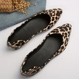 Stylish Leopard Print Pointed Toe Flats - Lightweight, Slip-On, Comfortable Daily Shoes with Faux Leather Upper and PU Sole - Perfect for All Seasons