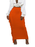 vlovelaw  Striped Fringed Hem Skirt, High Waist Slim Skirt, Casual Every Day Skirts, Women's Clothing