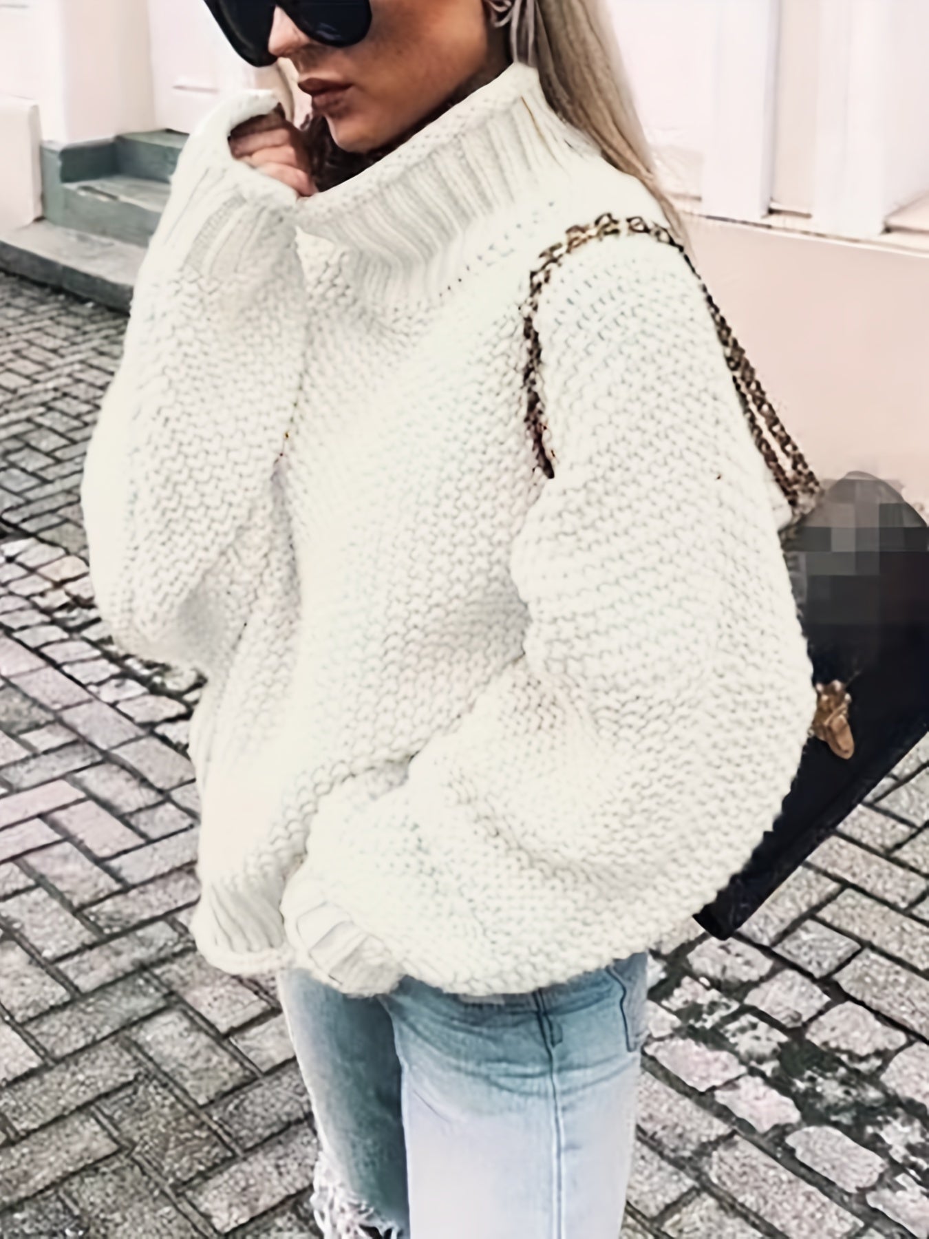 vlovelaw  Solid Turtle Neck Pullover Sweater, Casual Long Sleeve Sweater For Fall & Winter, Women's Clothing