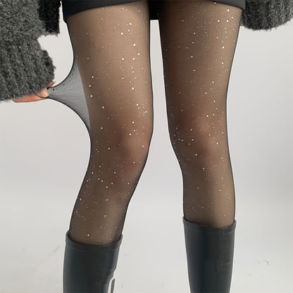 vlovelaw  Shiny Sequin Decor Tights, Elastic Anti-hook Nightclub Pantyhose for Music Festival, Women's Stockings & Hosiery