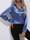 vlovelawElegant Satin Blouse, Collar Long Sleeve Work Blouse, Women's Clothing