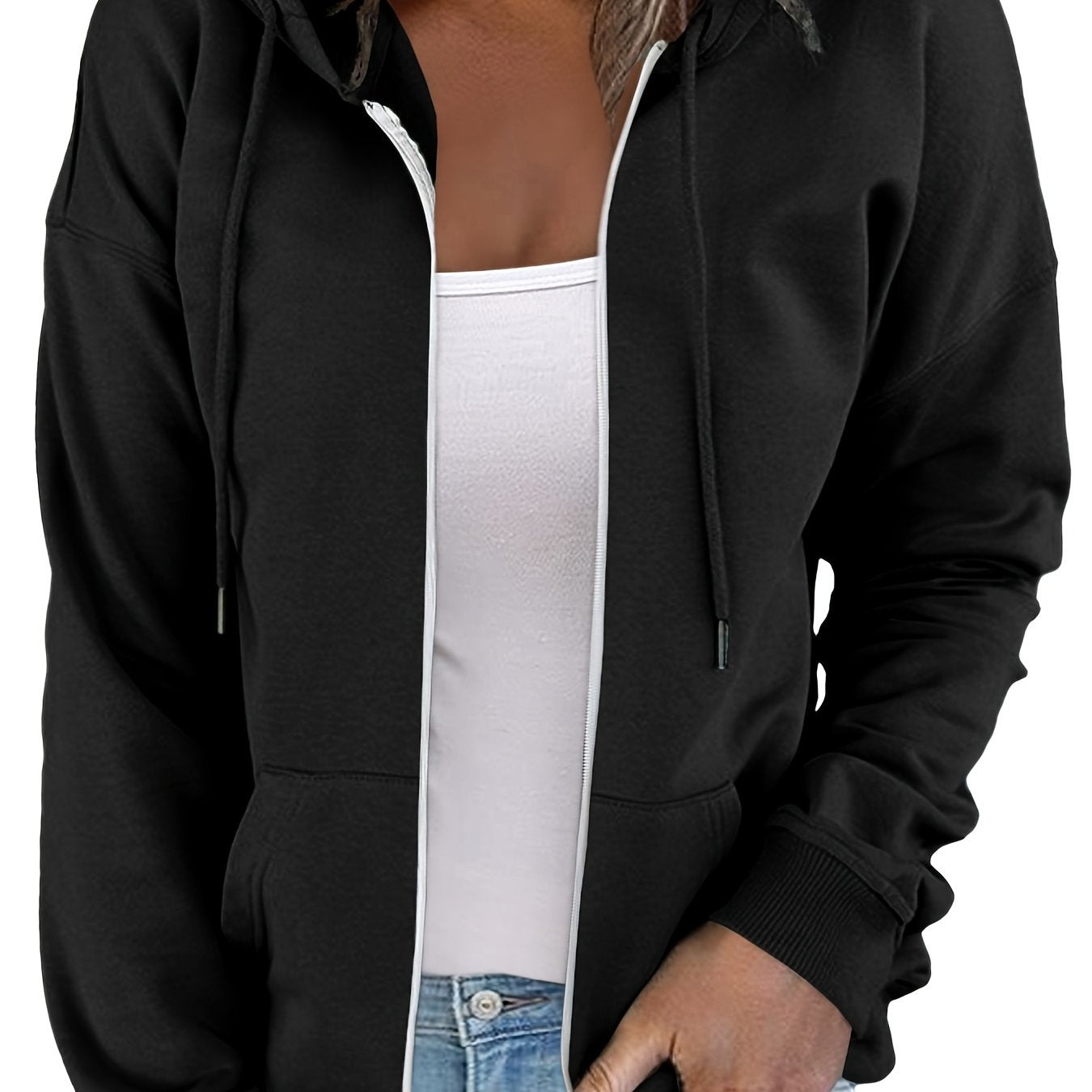 Women's Sweatshirt Casual Oversized Zip Up Long Sleeve Streetwear Hoodie