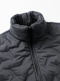 vlovelawMen's Fleece Lined Padded Jacket, Men Casual Padded Coat Windbreaker Zipper Pocket Stand Collar For Men Winter