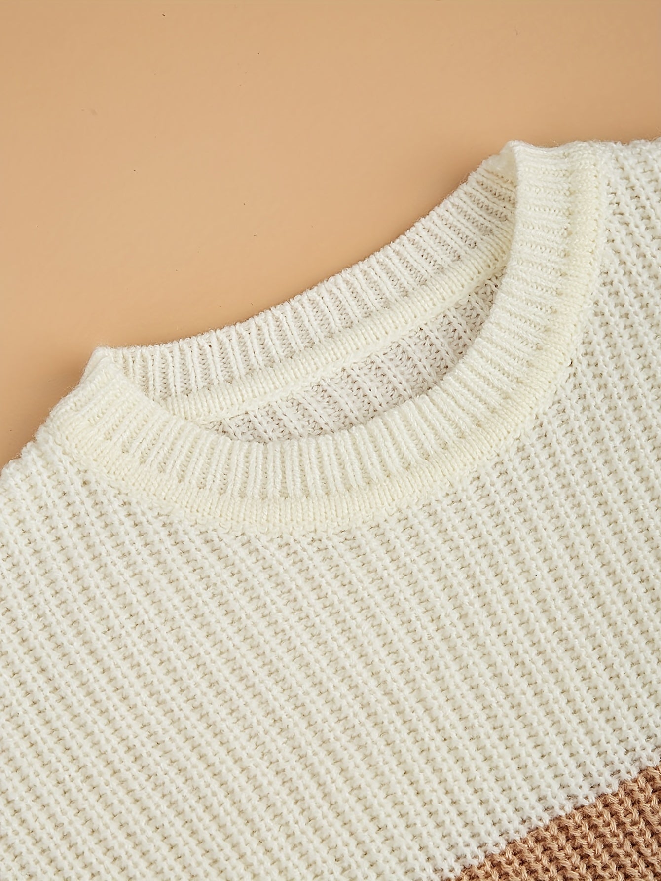 Adorable Girls' Drop Shoulder Knit Sweater Tops - Soft, Cozy, and Stylish Contrast Color Design for Autumn and Winter Seasons - Perfect for Casual Daily Wear