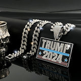 Creative TRUMP  Pendant Design Necklace Zinc Alloy Jewelry Embellished With Rhinestones Personality Female Neck Decor