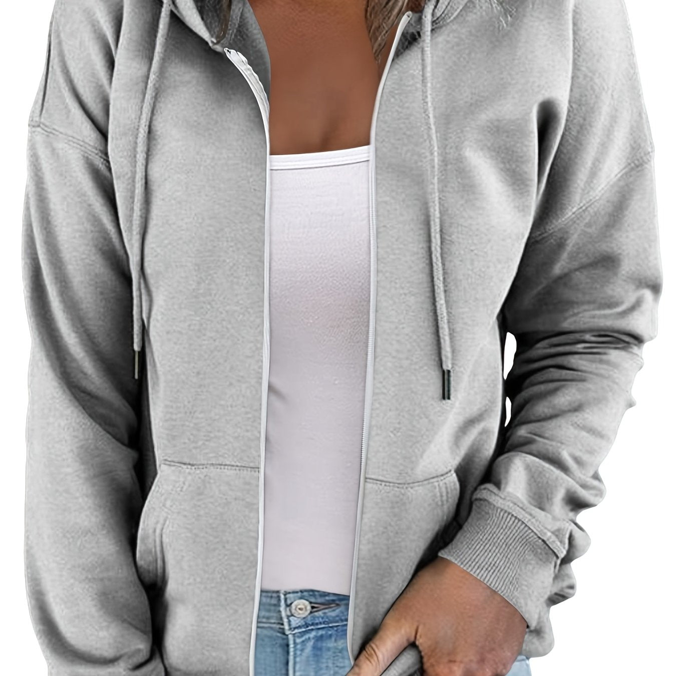 Women's Sweatshirt Casual Oversized Zip Up Long Sleeve Streetwear Hoodie