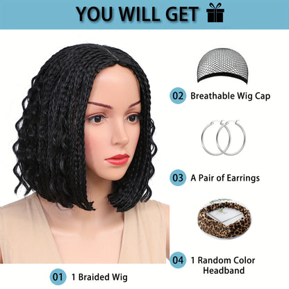 Elegant 12-Inch Short Bob Box Braided Wig With Free Tress - Heat Resistant Synthetic Fiber, Crochet Style For Women Bob Wigs For Women Short Bob Wigs For Women