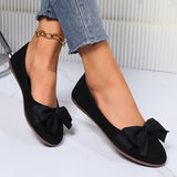 Womens Elegant Wide-Fit Soft-Sole Bow-Knot Flats - Lightweight, Comfortable, Breathable Fabric Shoes with Round Toe, Slip-On Closure, and Rubber Sole for All-Season Wear