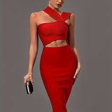 vlovelaw Cut Out Asymmetrical Dress, Sexy Bodycon Sleeveless Dress, Women's Clothing