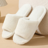 Elegant Solid Color Fluffy Slippers, 2 Fuzzy Plush Indoor Home Non-Slip Slippers, Indoor Warm Cozy Shoes