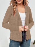 vlovelaw  Elegant Button Down Knit Cardigan, Casual Long Sleeve Sweater, Women's Clothing