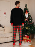 Mens Cozy Christmas Pajama Set - MERRY CHRISTMAS Crew Neck Top with Antler Graphic & Plaid Lounge Pants - Stylish Casual Holiday Wear