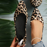 Stylish Leopard Print Pointed Toe Flats - Lightweight, Slip-On, Comfortable Daily Shoes with Faux Leather Upper and PU Sole - Perfect for All Seasons