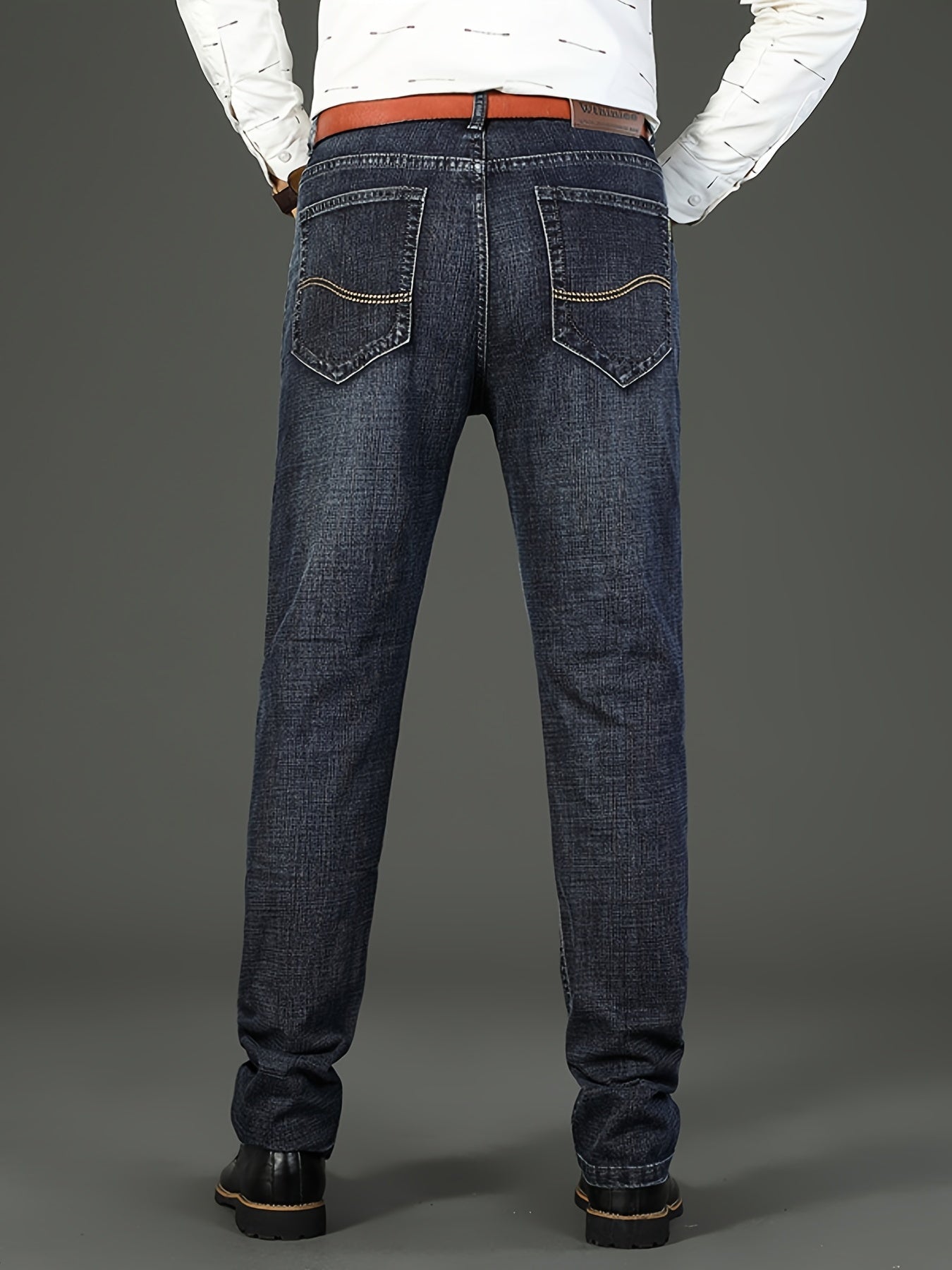 vlovelawMen's High Quality Straight Leg Jeans For Business, Semi-formal Stretch Denim Pants