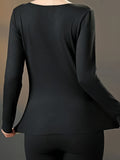 Seamless Thermal Underwear Set, Long Sleeve Crew Neck Tops & Pants, Women's Loungewear & Underwear