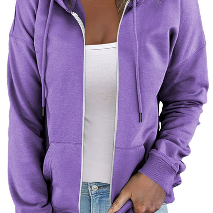 Women's Sweatshirt Casual Oversized Zip Up Long Sleeve Streetwear Hoodie