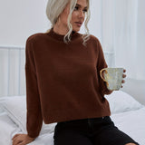 vlovelaw  Solid Mock Neck Pullover Sweater, Casual Long Sleeve Sweater For Fall & Winter, Women's Clothing