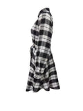 vlovelaw Plaid Print Button Dress, Casual Tie Waist Long Sleeve Dress, Women's Clothing