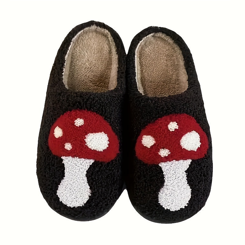 Mushroom Wonderland - Ultra-Soft Plush Slippers with Closed Toe - Cozy Indoor Winter Shoes for Luxurious Comfort