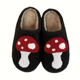 Mushroom Wonderland - Ultra-Soft Plush Slippers with Closed Toe - Cozy Indoor Winter Shoes for Luxurious Comfort