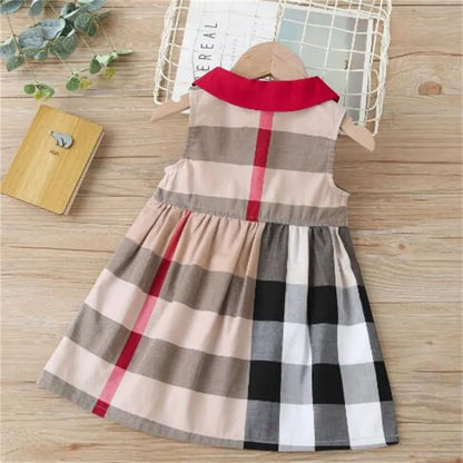 Cotton Plaid Dress for Baby Girlsshort Sleeves Infant Kids Dress Girl Princess Birthday Party Clothes Summer Gift