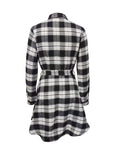 vlovelaw Plaid Print Button Dress, Casual Tie Waist Long Sleeve Dress, Women's Clothing