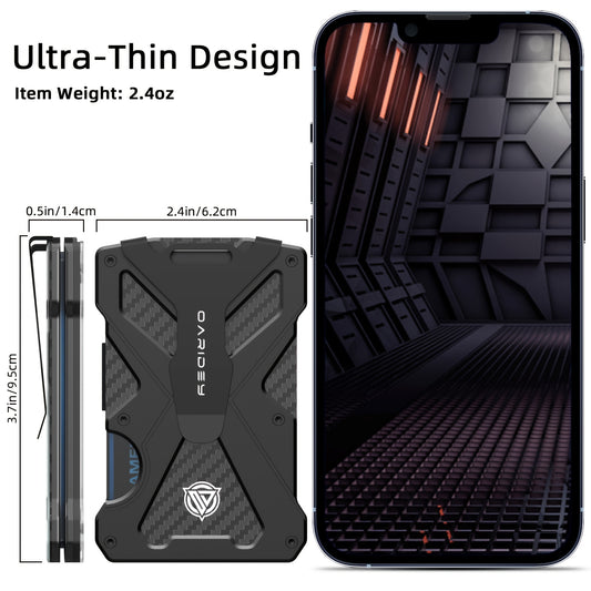 15-Slot Ultra-Slim Aluminum Alloy Wallet for Men - RFID Blocking, Anti-Theft, Durable, Simple Design, Black Color - Perfect for Travel and Daily Use