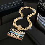 Creative TRUMP  Pendant Design Necklace Zinc Alloy Jewelry Embellished With Rhinestones Personality Female Neck Decor