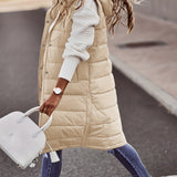 vlovelaw Hooded Sleeveless Coat, Casual Long Length Versatile Winter Warm Outerwear, Women's Clothing